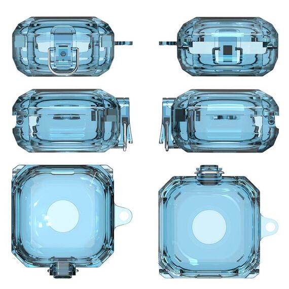 Per Samsung Galaxy Buds Live/Pro/2 Custodia protettiva per auricolare Bluetooth con interruttore magnetico trasparente (blu)