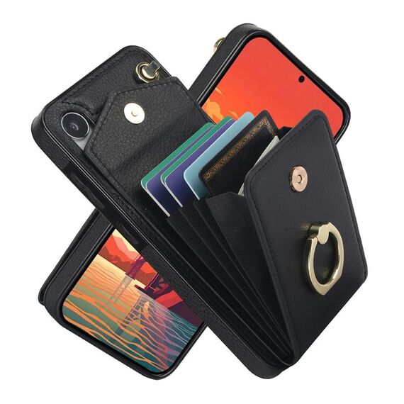 Custodia per telefono con slot per scheda RFID per Samsung Galaxy S24 5G (nero)
