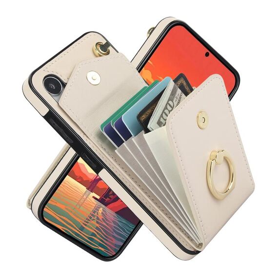 Custodia per telefono con slot per scheda RFID per Samsung Galaxy S24+ 5G (beige)