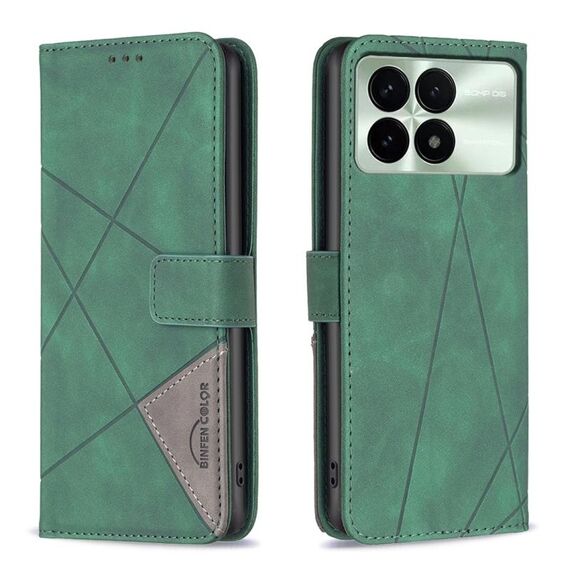 Per Xiaomi Redmi K70E Custodia per telefono in pelle con fibbia magnetica con texture romboidale (verde)