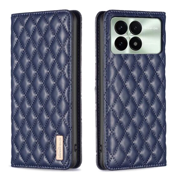 Per Xiaomi Redmi K70E Custodia per telefono con flip in pelle magnetica con reticolo diamantato (blu)