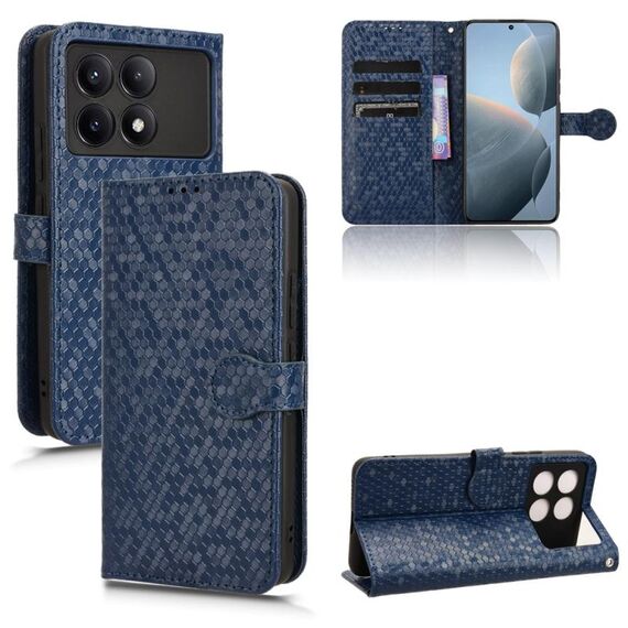 Custodia per telefono in pelle con texture a nido d'ape per Xiaomi Redmi K70 5G / K70 Pro 5G (blu)