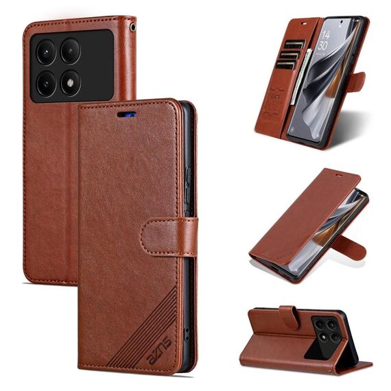 Per Xiaomi Redmi K70E AZNS Custodia per cellulare in pelle con texture in pelle di pecora (marrone)