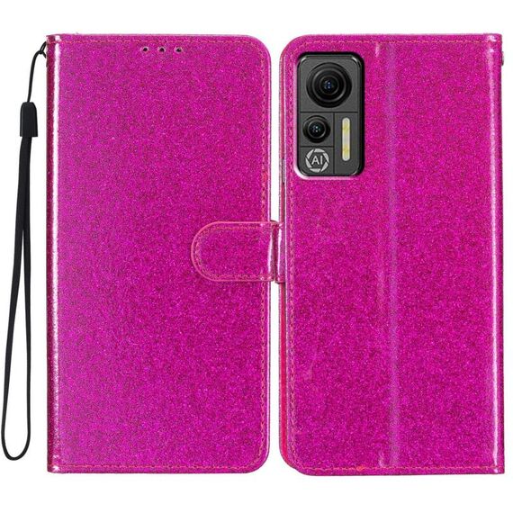 Custodia per telefono in pelle con vibrazione in polvere glitterata per Ulefone Note 14 (rosa rossa)