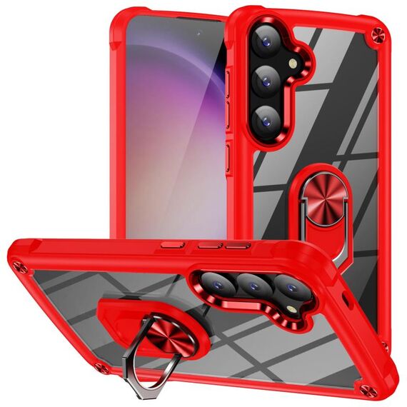 Per Samsung Galaxy S24 5G TPU + Custodia protettiva per obiettivo PC con supporto ad anello (rosso)