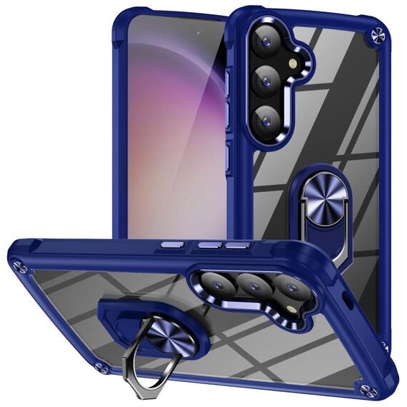 Per Samsung Galaxy S24+ 5G TPU + Custodia protettiva per obiettivo PC con supporto ad anello (blu)