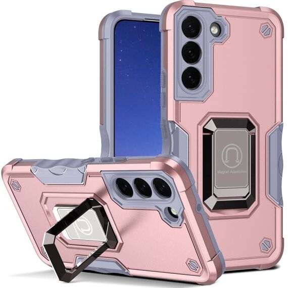 Per Samsung Galaxy S24 5G Custodia per telefono armatura antiurto antiscivolo con supporto ad anello (oro rosa)