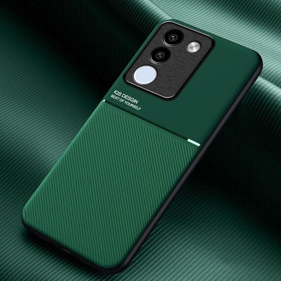 Per vivo V29e Global Classic Tilt Strip Grano Magnetico Antiurto PC + Custodia per Telefono in TPU(Verde)