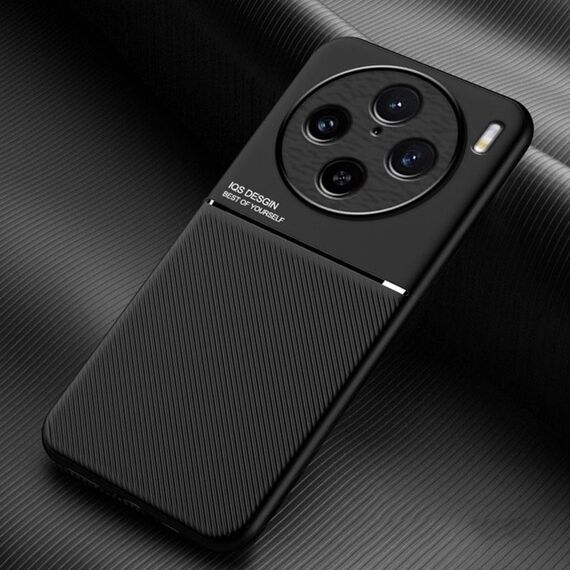 Per vivo X100 Pro Classic Tilt Strip Grain Magnetico Antiurto PC + Custodia per telefono in TPU (Nero)