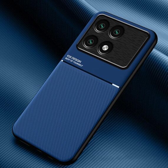 Per Xiaomi Redmi K70 Classic Tilt Strip Grain Magnetico Antiurto PC + Custodia per telefono in TPU (Blu)