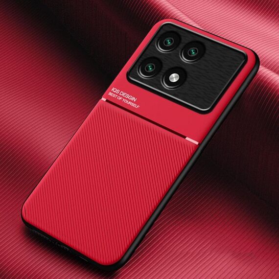 Per Xiaomi Redmi K70E Classic Tilt Strip Grain Magnetico Antiurto Custodia per PC + TPU(Rosso)
