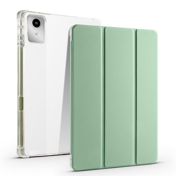 Per Lenovo Tab M11 / Xiaoxin Pad 11 2024 Custodia tablet in pelle TPU trasparente a 3 pieghe con slot per penna (verde)