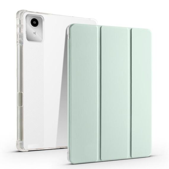 Per Lenovo Tab M11 / Xiaoxin Pad 11 2024 Custodia tablet in pelle TPU trasparente a 3 pieghe con slot per penna (verde chiaro)