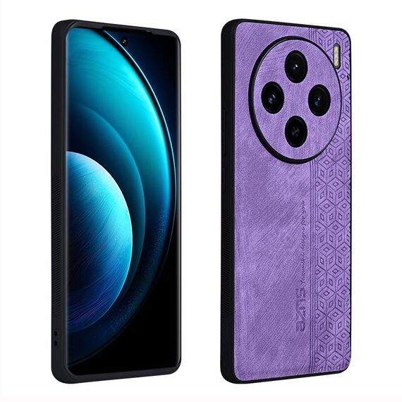 Custodia per telefono con sensazione di pelle in rilievo 3D per vivo X100 AZNS (viola)