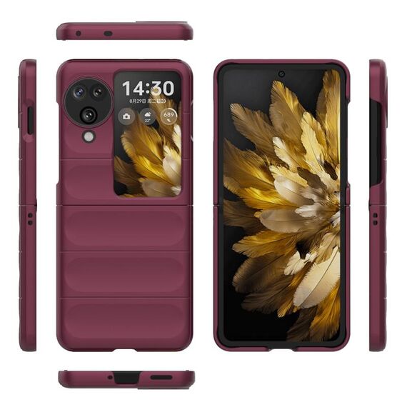 Per OPPO Find N3 Flip Magic Shield Fold Custodia antiurto per PC (vino rosso)