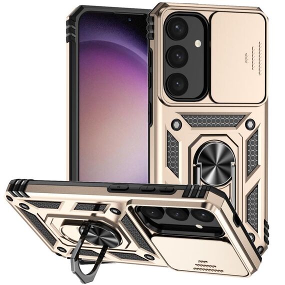 Custodia per telefono con supporto scorrevole Camshield per Samsung Galaxy S24 5G (oro)