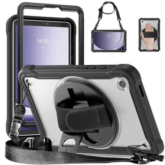Per Samsung Galaxy Tab A9 X110/X115 Custodia per tablet ibrida resistente con manico e cinturino (trasparente)