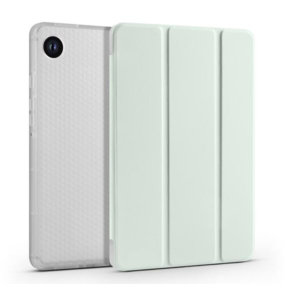 Per Samsung Galaxy Tab A9+ X210 Custodia per tablet in pelle TPU trasparente a nido d'ape 3 volte con slot per penna (verde chiaro)