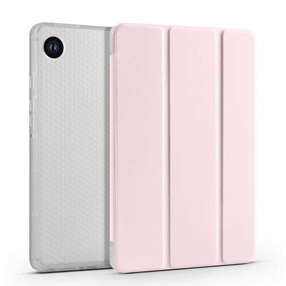 Per Samsung Galaxy Tab A9+ X210 Custodia tablet in pelle TPU trasparente a nido d'ape 3 volte con slot per penna (rosa sabbia)