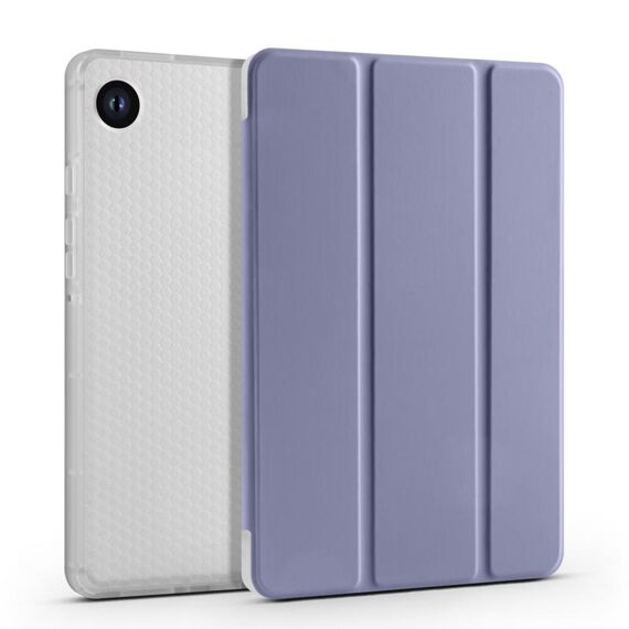 Per Samsung Galaxy Tab A9+ X210 Custodia tablet in pelle TPU trasparente a nido d'ape 3 volte con slot per penna (viola lavanda)