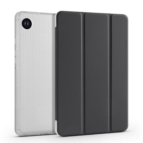 Per Samsung Galaxy Tab A9 X110 Custodia tablet in pelle TPU trasparente a nido d'ape 3 volte con slot per penna (nero)