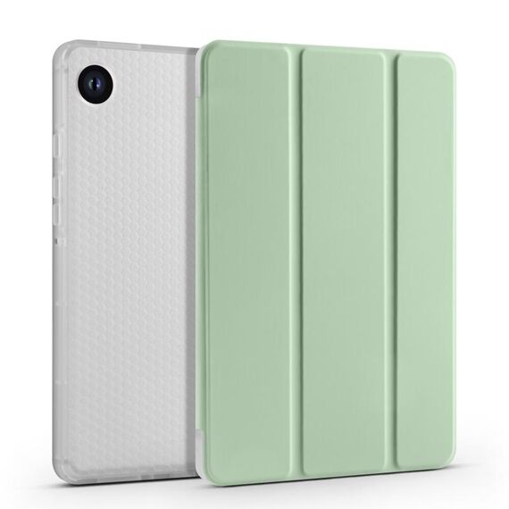 Per Samsung Galaxy Tab A9 X110 Custodia tablet in pelle TPU trasparente a nido d'ape 3 volte con slot per penna (verde)