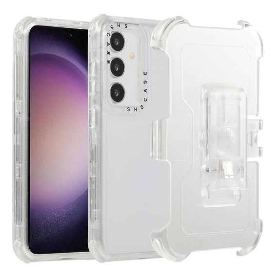 Per Samsung Galaxy S24 5G Custodia per telefono PC+TPU satinata con clip posteriore (Bianco)