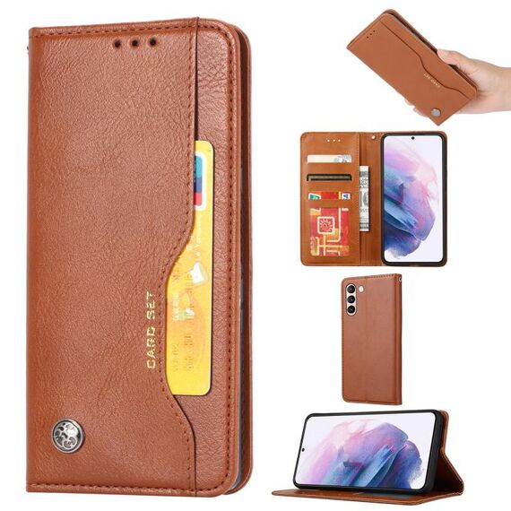 Per Samsung Galaxy S24+ 5G Custodia per telefono in pelle con texture pelle impastata (marrone)