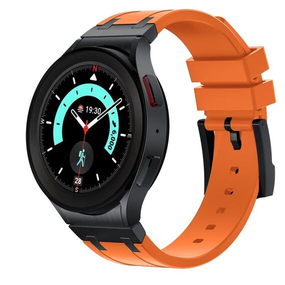 Per Samsung Galaxy Watch 4/5/6 cinturino in silicone liquido serie AP (nero arancione)