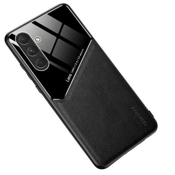 Per Samsung Galaxy S24 5G Custodia per telefono in pelle di vetro organico all-inclusive con lamiera di ferro (nero)