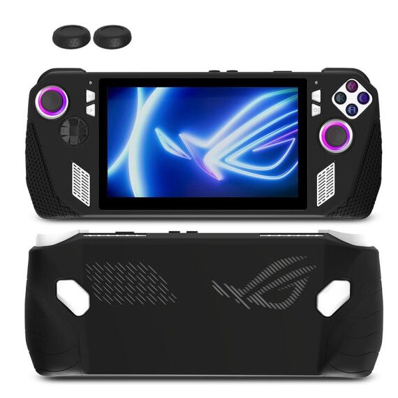 Per ASUS ROG Ally Console di gioco Custodia protettiva in silicone + Set di tappi per pulsanti Accessori da gioco tascabili (Nero)