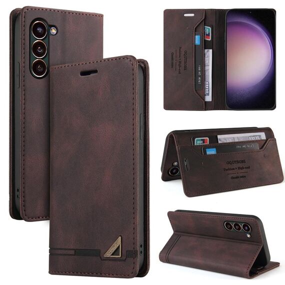 Per Samsung Galaxy S24+ 5G Skin Feel Custodia antifurto in pelle con vibrazione orizzontale con supporto (marrone)