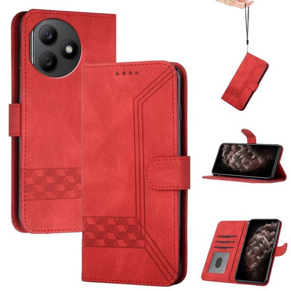 Custodia per telefono in pelle Flip Cubic Skin Feel per Honor X50i+ (rossa)