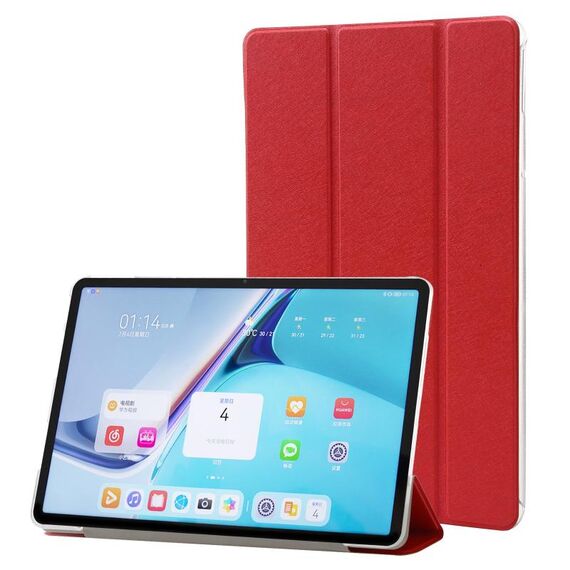 Custodia per tablet in pelle tripla per Huawei MatePad Pro 11 2024 con texture setosa (rossa)
