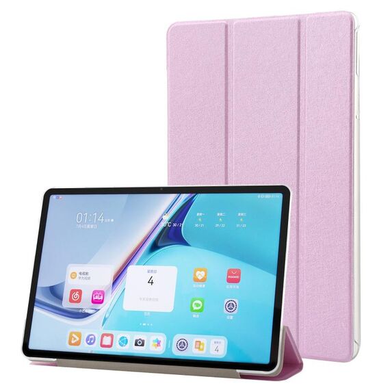 Custodia tablet in pelle tripla per Huawei MatePad Pro 11 2024 con texture seta (viola chiaro)