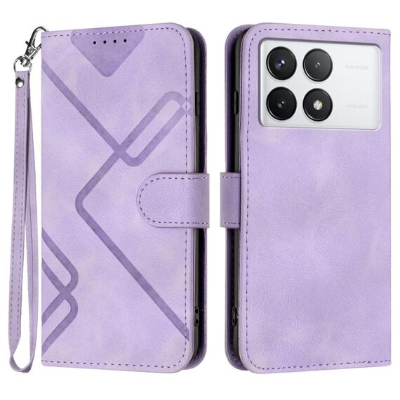 Per Xiaomi Redmi K70 Custodia in pelle con motivo a linee Skin Feel (viola chiaro)