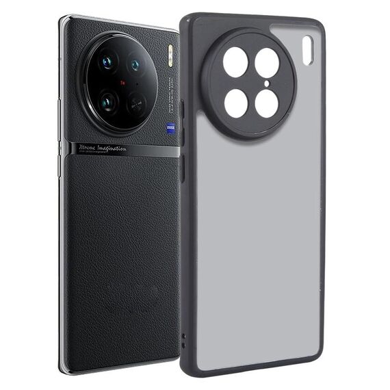Per vivo X90 Pro Custodia per telefono in TPU nero opaco a pori fini + PC