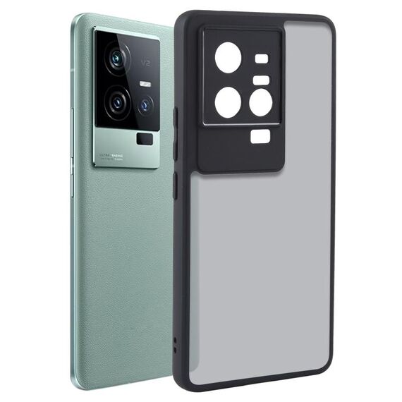 Per vivo iQOO 11 Custodia per telefono in TPU nero opaco a pori fini + PC