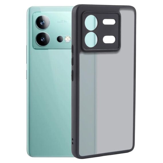 Per vivo iQOO Neo8 Custodia per telefono in TPU nero opaco a pori fini + PC