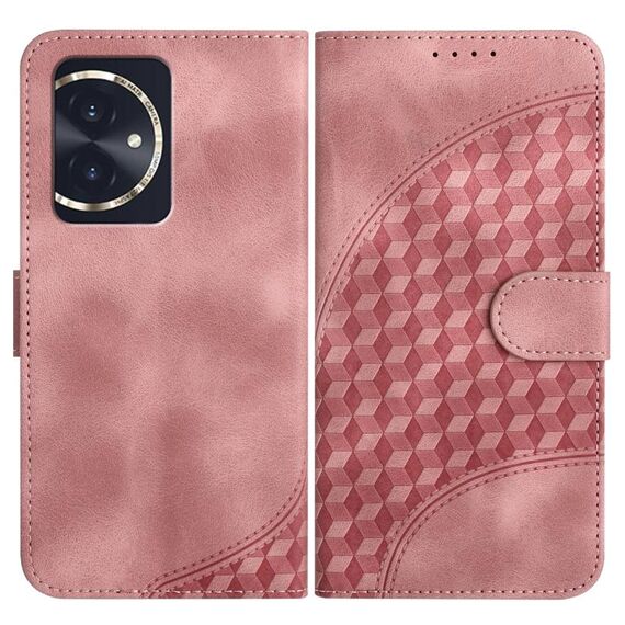 Custodia in pelle per telefono con stampa testa di elefante in rilievo per Honor 100 YX0060 con cordino (rosa)