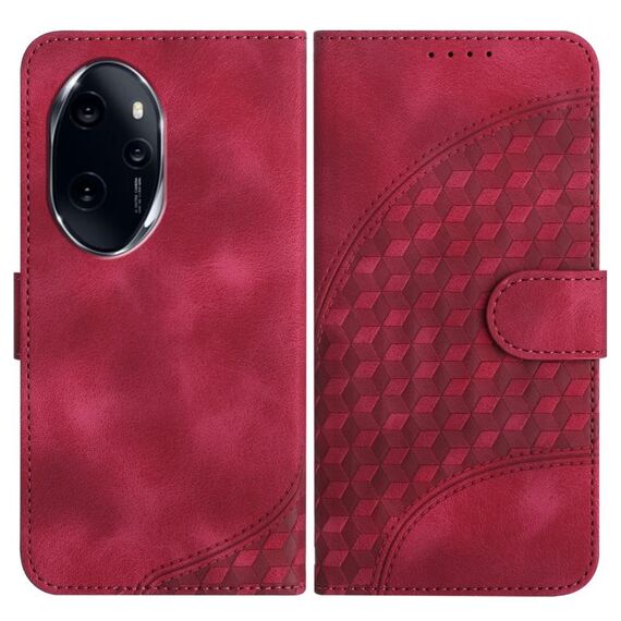 Per Honor 100 Pro YX0060 Custodia in pelle per telefono con testa di elefante in rilievo con cordino (rosa rossa)