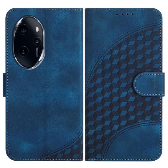 Per Honor 100 Pro YX0060 Custodia in pelle per telefono con testa di elefante in rilievo con cordino (blu reale)