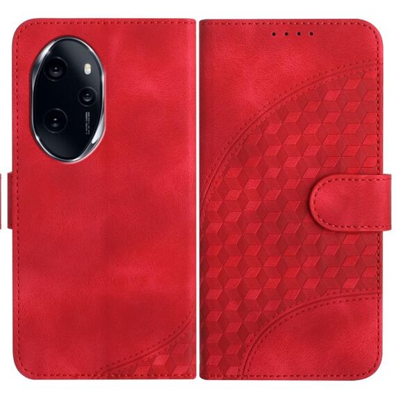 Per Honor 100 Pro YX0060 Custodia in pelle per telefono con testa di elefante in rilievo con cordino (rosso)