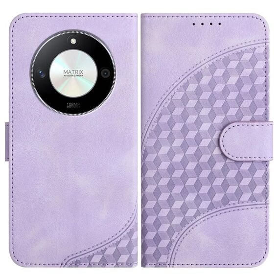 Per Honor X50 / X9b YX0060 Custodia in pelle per telefono con testa di elefante in rilievo con cordino (viola chiaro)