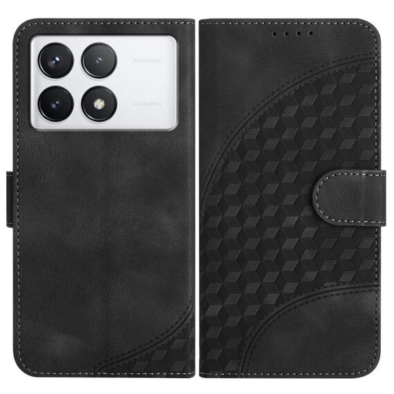 Per Xiaomi Redmi K70 YX0060 Custodia in pelle per telefono con testa di elefante in rilievo con cordino (nero)