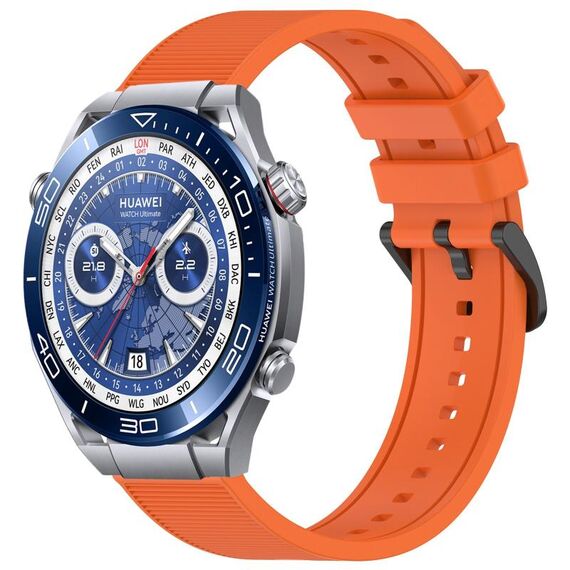 Per Huawei Watch Ultimate 22 mm cinturino in silicone strutturato in tinta unita (arancione)