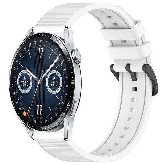 Per Huawei Watch GT3 46mm 22mm cinturino in silicone strutturato in tinta unita (bianco)