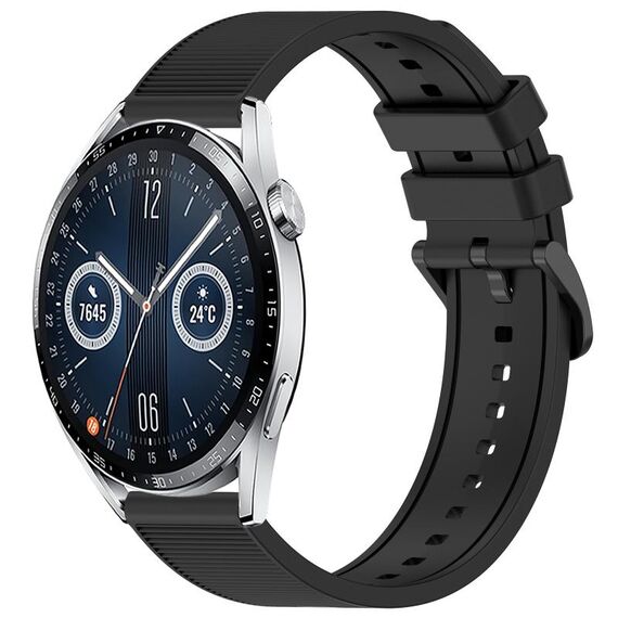 Per Huawei Watch GT3 46mm 22mm cinturino in silicone strutturato in tinta unita (nero)
