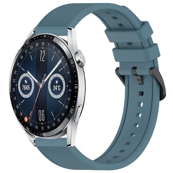 Per Huawei Watch GT3 46mm 22mm cinturino in silicone strutturato in tinta unita (ciano roccia)