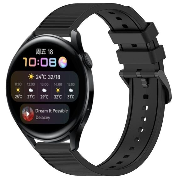 Per Huawei Watch 3 cinturino in silicone strutturato in tinta unita da 22 mm (nero)